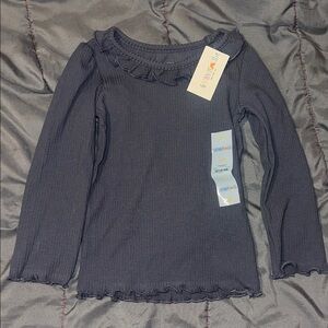 Ruffled Long Sleeve Top in Dark Gray